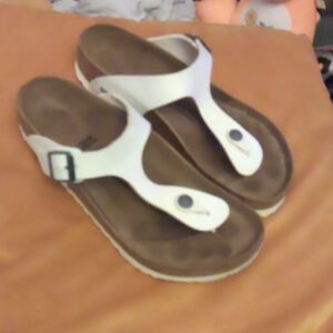 White Birko Gizeh Sandals